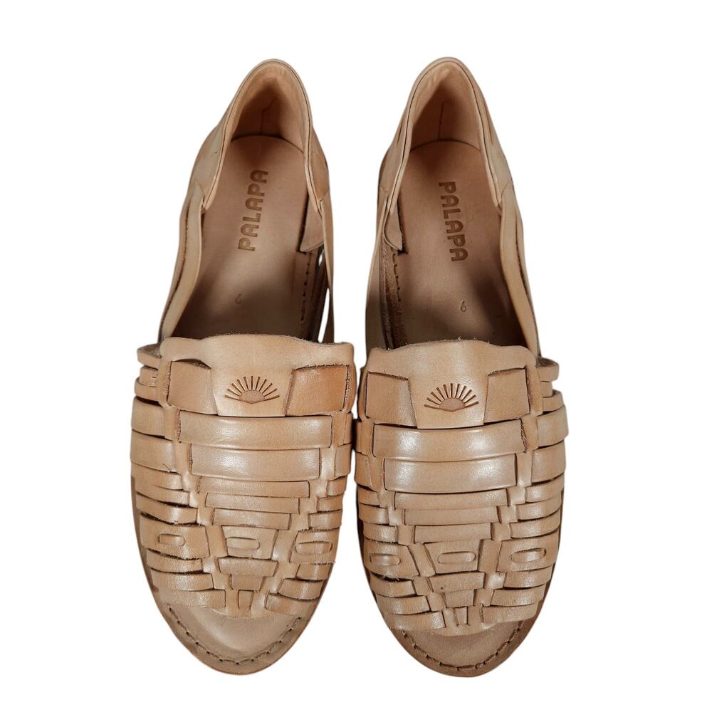 Palapa Womens Casual Acapulco Sandals 6 Tan Woven Leather Huarache Flats Boho - Picture 1 of 9